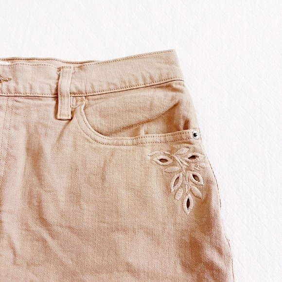 Frame Dusty Rose Pink Leather Denim Jeans Eyelet Skirt SZ30 - Picture 6 of 7